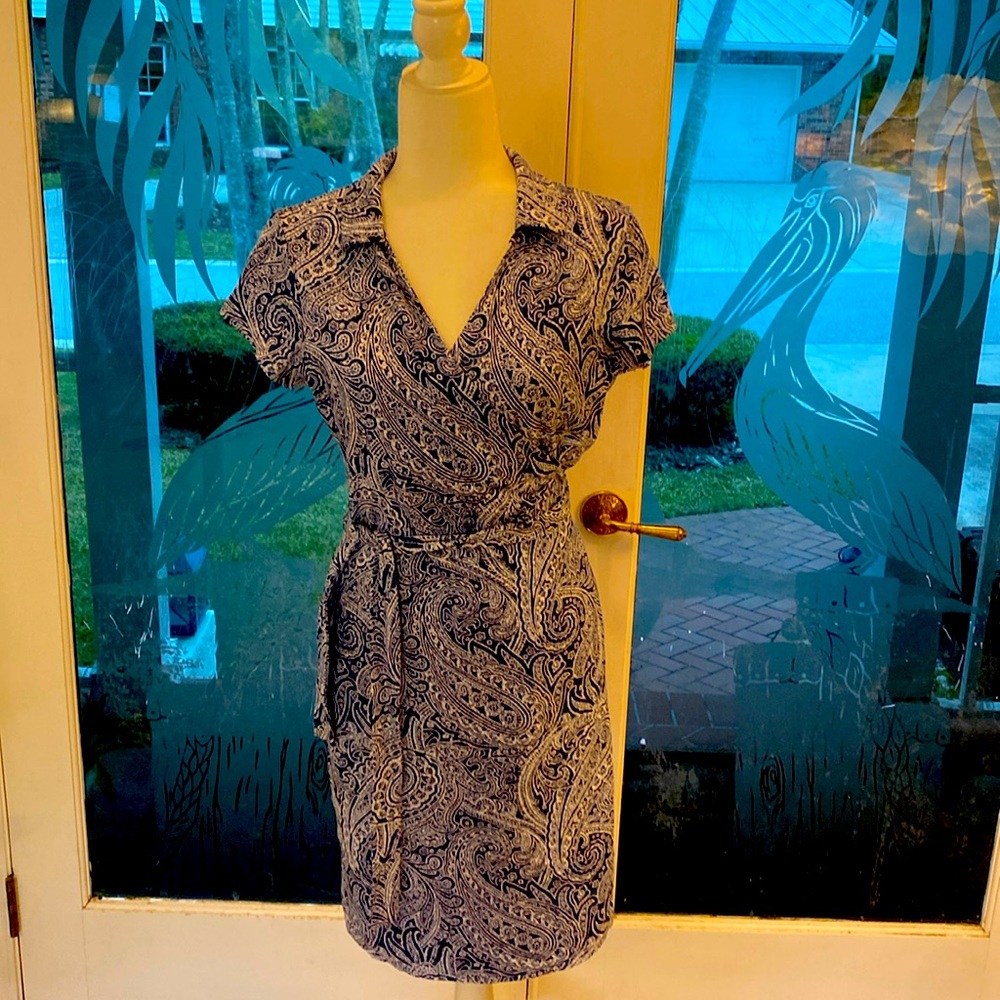 J.McLaughlin Catalina cloth wrap dress blue paisley L